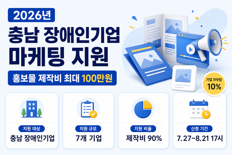 2026 충남 장애인기업 마케팅 지원 대상과 금액, 신청 기간 안내