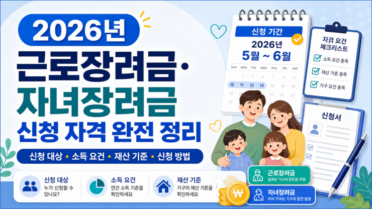 2026년 근로장려금·자녀장려금 신청 자격 완전 정리